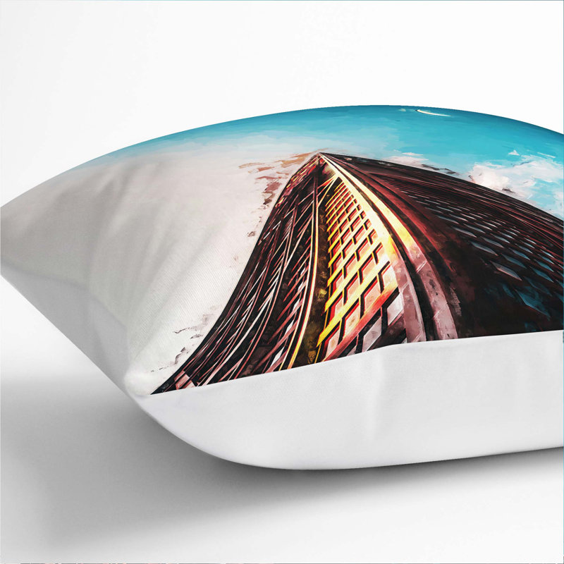 Moon Above the Architecture Cushion with Filling, White, 55cm H x 55cm W x 20cm D