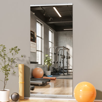 Miroir pleine grandeur en verre trempé de qualité supérieure - Miroir mural rectangulaire surdimensionné pour salle de sport et studio de danse
