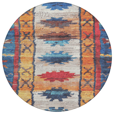 Machine Washable Indoor/Outdoor Xhevrie Navy Rug
