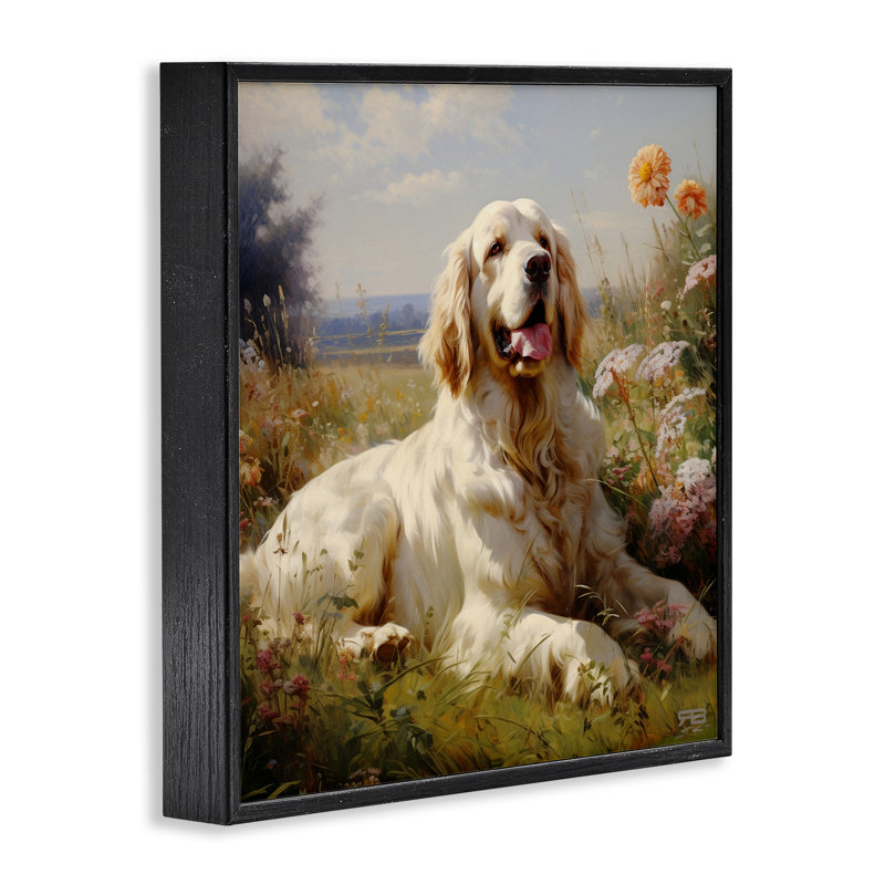 Calm Golden Retriever, art de la giclée par Roozbeh Bahramali, Giclée encadrée noir minuit, H 24 po x l 24 po