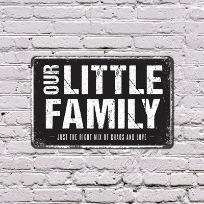 Our Little Family Rustic Distressed 10 Inch x 14 Inch Plastic Sign