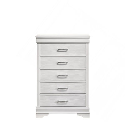 Commode moderne 5 tiroirs en bois blanc