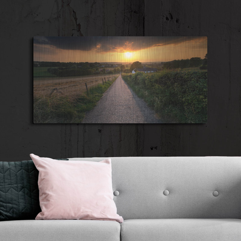 «Road To Sunset Valley» par istvan Nagy, art mural en métal, H 24 po x l 48 po