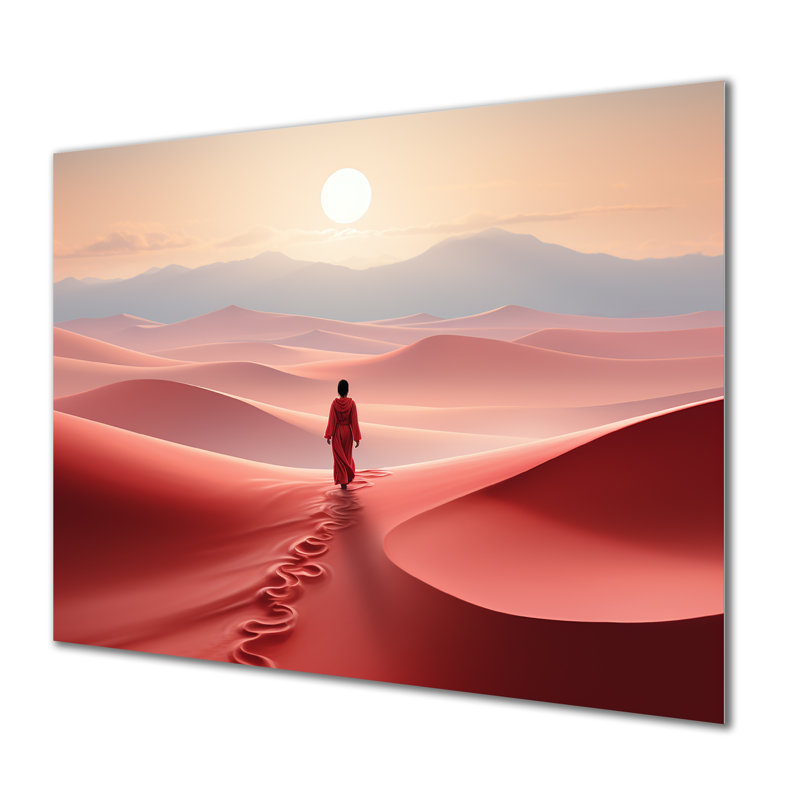 Man Solitude In Space Desert I - Desert Metal Wall Art, 16" H x 32" W x 1" D