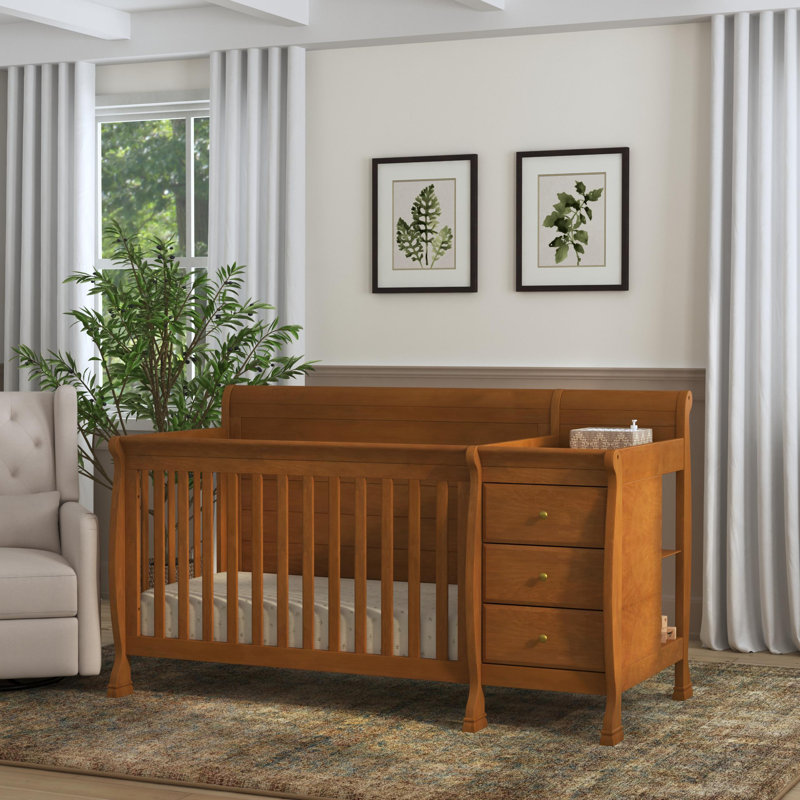 Kalani Chestnut 4-in-1 Convertible Crib with Changer