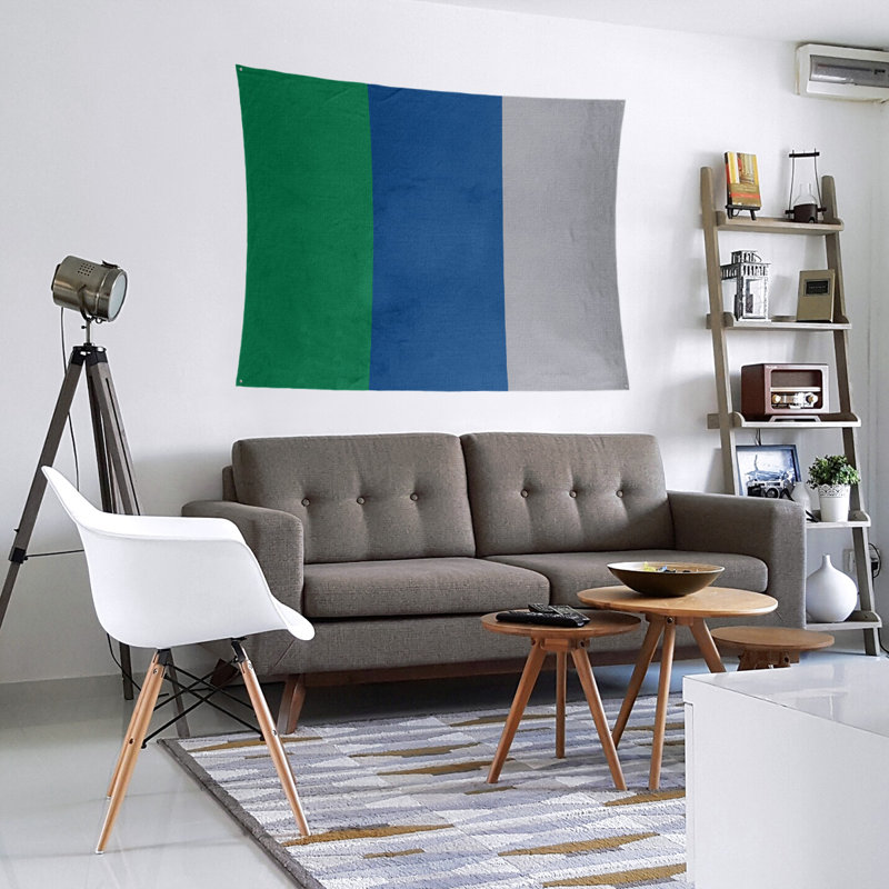 Tapisserie de polyester Vancouver, H 27,5 po x l 37,5 po, Vert / bleu / gris froid