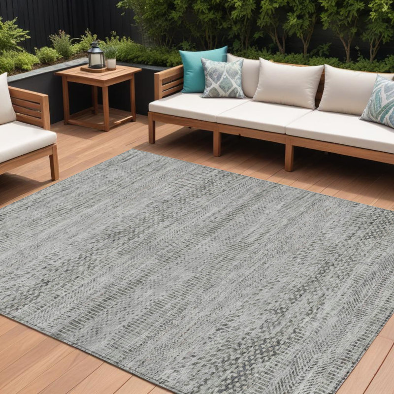 Tapis intérieur lavable rayé gris 10 pi x 14 pi