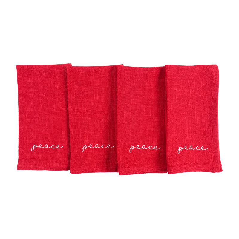 Serviette Damali, broderie rouge des fêtes Monaco