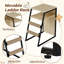 Mobilier de litière pour chat, bac à litière fermé à 2 niveaux avec portes, rangement caché et échelle, bois naturel