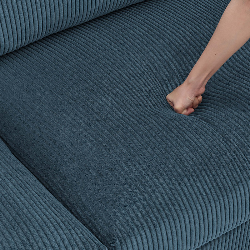 Canapé modulaire de coin avec repose-pieds Annai, Bleu très foncé