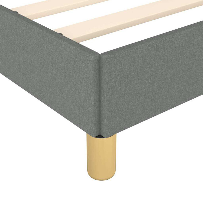 Pranavi Fabric Platform Bed Frame, Slats Support, No Mattress, Dark Grey, California King