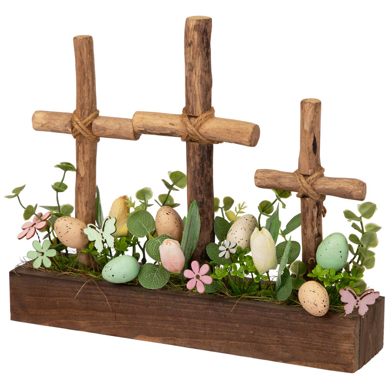 Floral And Foliage Triple Cross Easter Egg Decoration - 14" - Multicolor