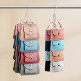 Purse Hanger Organizer For Closet, 2 Pack Rotatable Hanging Bag Holder, 8 Storage Capacity, Keeping Purses Visible And In Good Condition, Metal Handbag Storage Hook Rack Space Saver, Silver