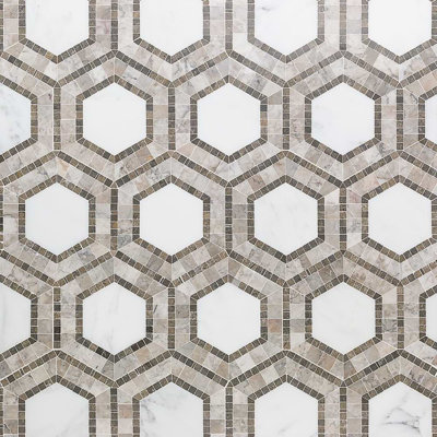 Nova 6" Hexagon Polished Marble Mosaic Tile