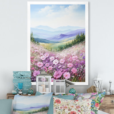 Œillets mauves en montagne I sur toile