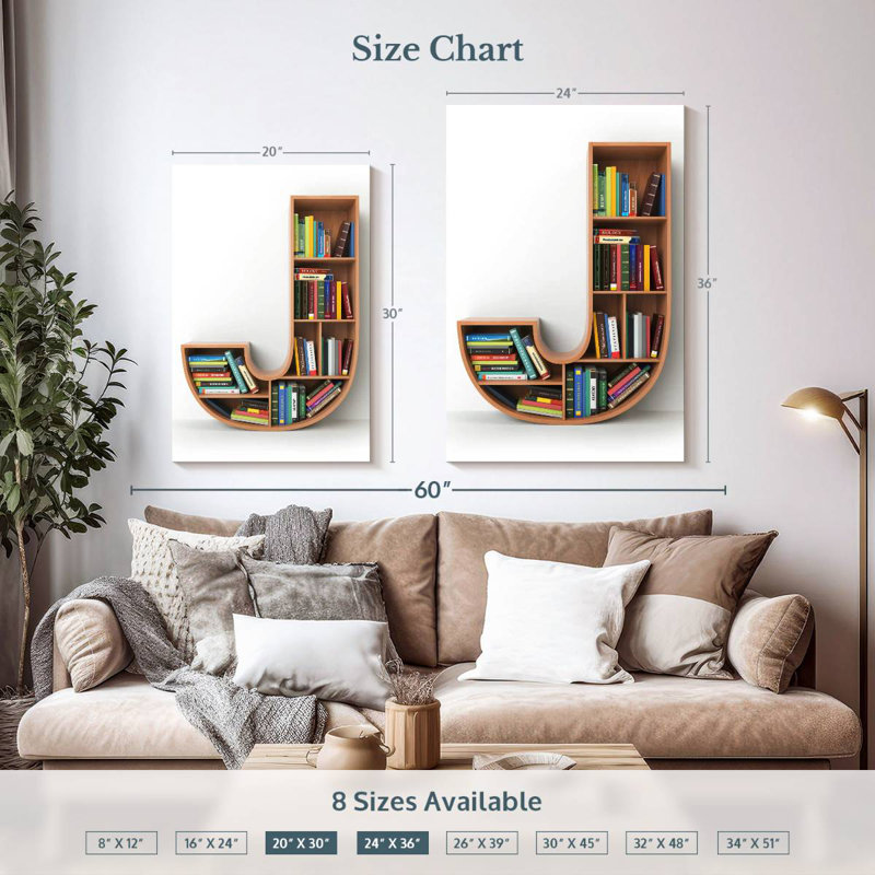 Keiri Letter J Bookshelf, 36" H x 24" W