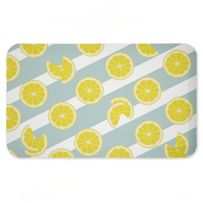Kitchen Lemony Stripes Printed Anti-Fatigue Floor Mat, design by Anna Quach, 30"x18"