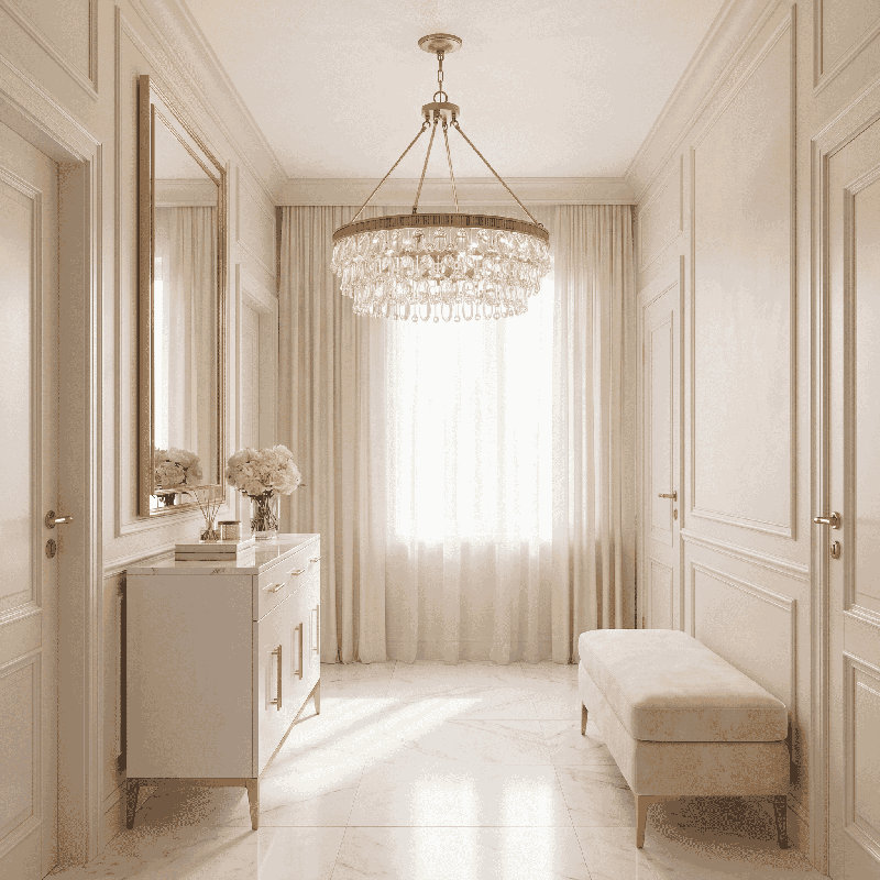 Luminaire suspendu Windham, Nickel poli, Six lumières