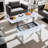 Lift-Top Coffee Table with Wood Grain & Glass Legs-1238623828