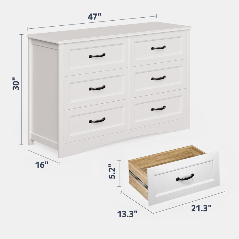 Commode 6 tiroirs Ebern Designs , Blanc