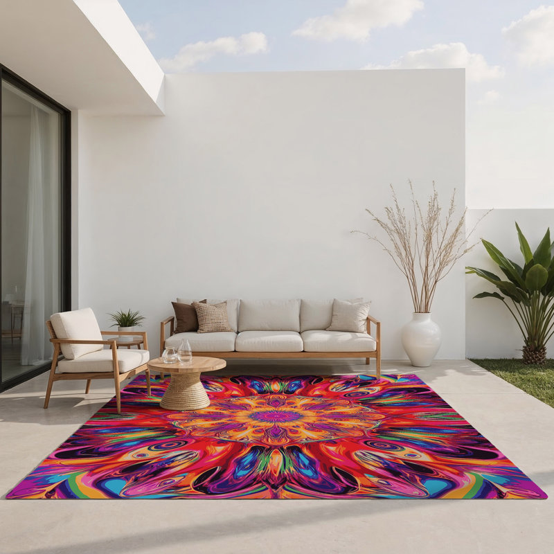 Neon Reverie Indoor And Outdoor Area Rug, Rectangle 1'6" x 2'6"