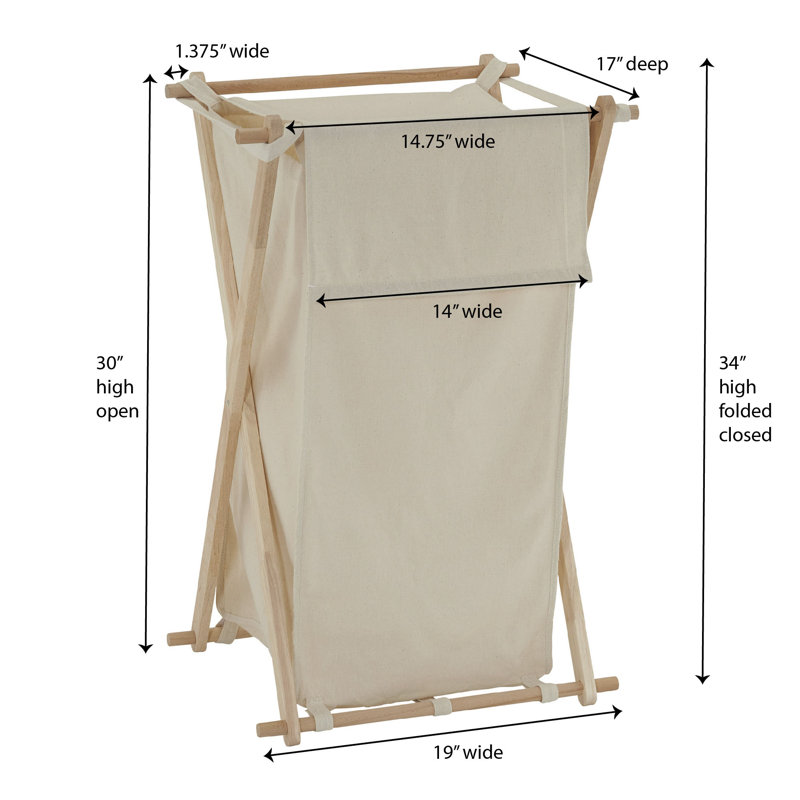Wood X Frame Hamper, Natural