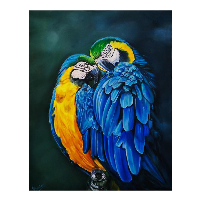 Macaw Couple  | Acrylic On Canvas | By Deekshaâ Chauhan