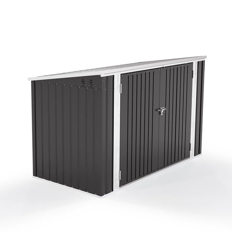 Charcoal‑Black Sloped‑Roof Metal Bike Storage Shed