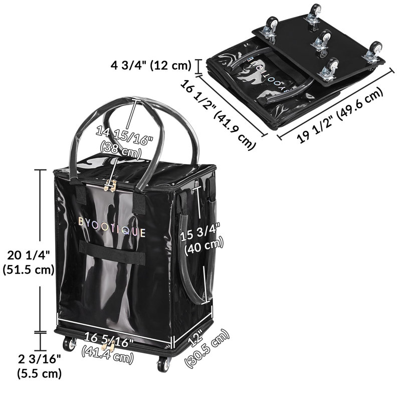 Sac fourre-tout à roulettes 16 po Byootique, Black