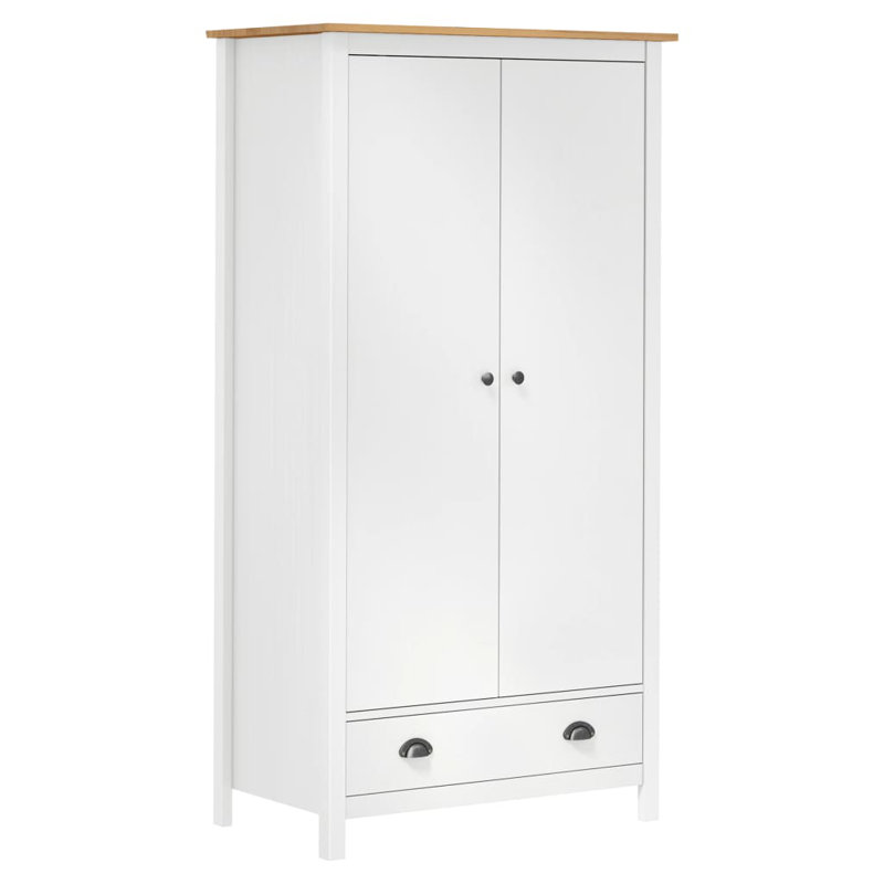 Funkhouser 2 Door Solid Wood Wardrobe, White/Honey Brown