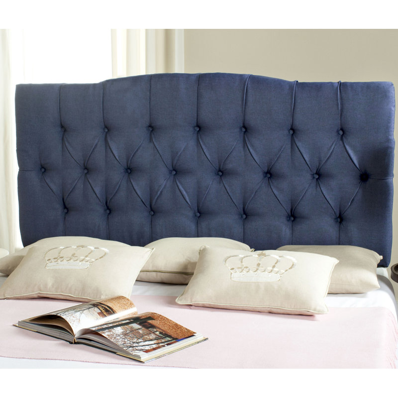 Nicastro Upholstered Panel Headboard, Polyester Navy, Queen
