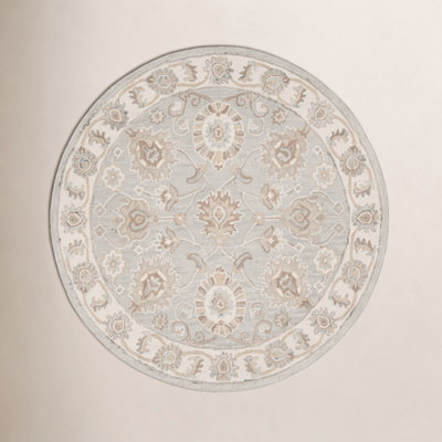 Desmondia Aqua Ivory Hand-Woven Wool Rug