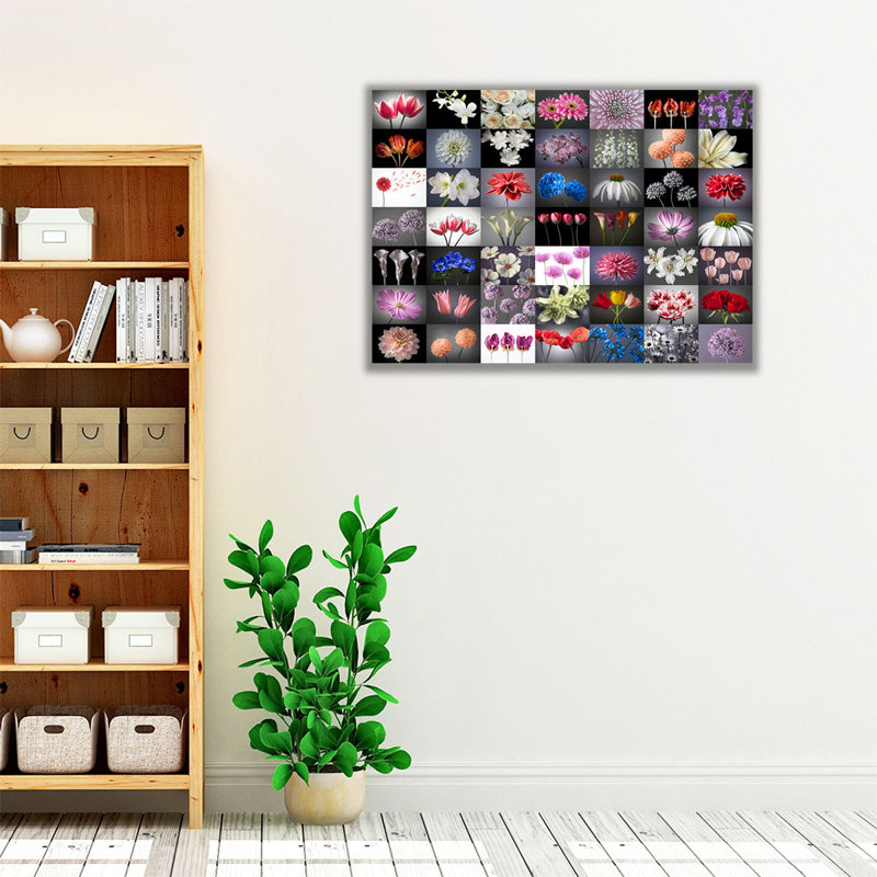«Collage Of Flowers», reproduction d'art sur toile, H 18 po x l 24 po