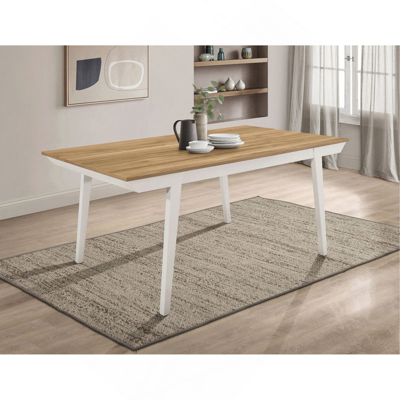 Table de salle à manger Prospect en acacia naturel et blanc cassé avec pieds évasés