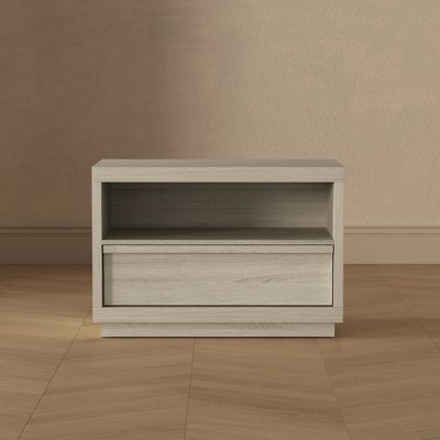 Navis 32" Contemporary 1-Drawer Nightstand in Whitewashed Oak
