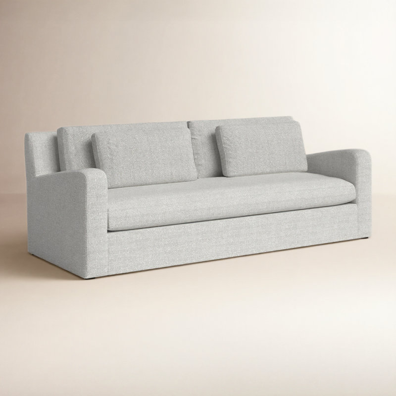 Nessa 93" Slipcovered Sofa, Frost Gray Linen Blend