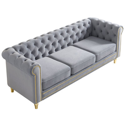 Canapé Chesterfield en velours 84,65 pouces pour le salon