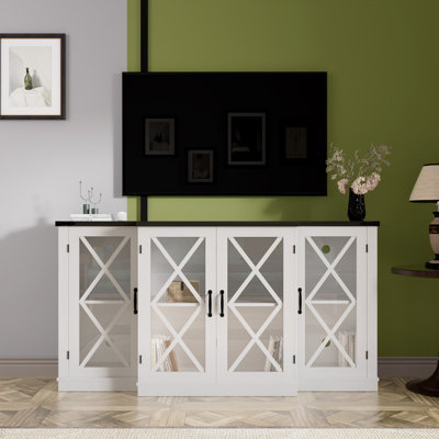 Meuble télé de style champêtre avec rangement, centre multimédia, console de jeux