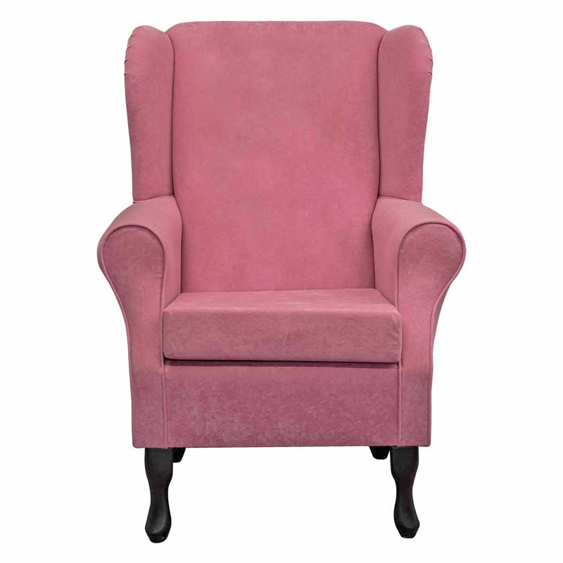 74cm Wide Tufted Wingback Chair, Light Pink
