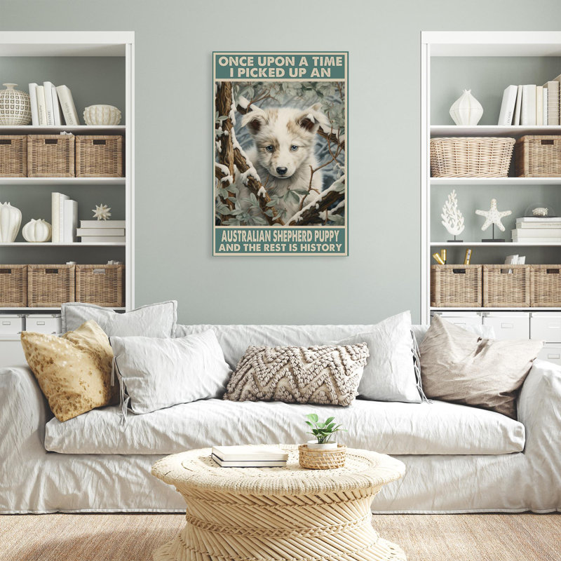 «Lulwah I Picked Up An Australian Shepherd», reproduction sur toile, H 36 po x l 24 po x P 1,25 po