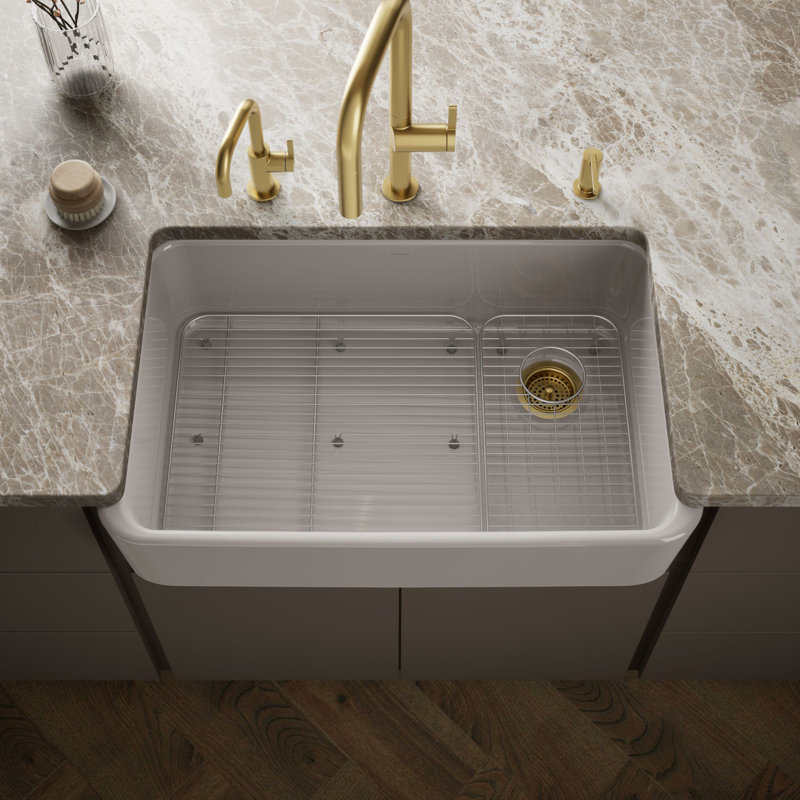 Évier de cuisine en fonte à simple cuve avec tablier frontal en fer 34 "Ironridge, Truffe