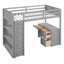 Full Size Loft Bed With Ladder, Shelves, And Desk, Gray-358965145-358965144