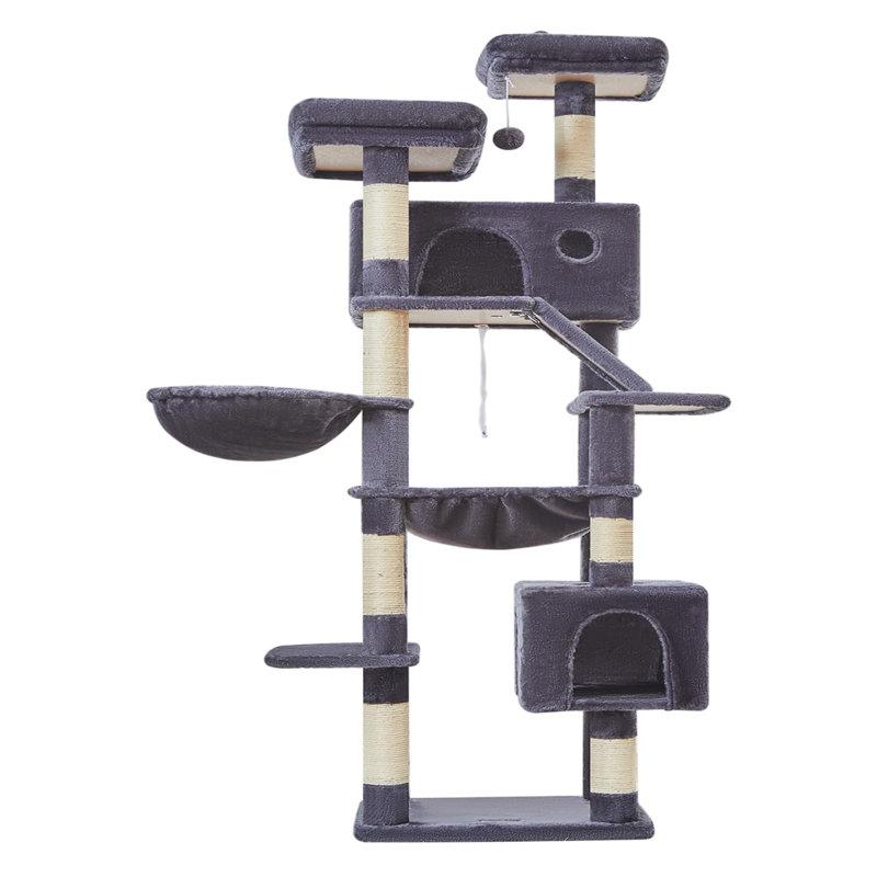 Arbre à chat Ersida, H 70,87 po x l 17,32 po x L 20,08 po, Gris foncé