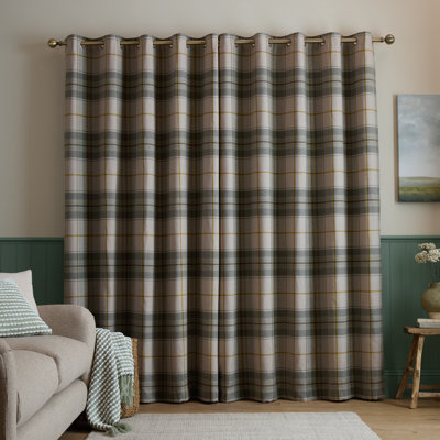 Brushed Woven Glencoe Check Thermal Eyelet Curtains