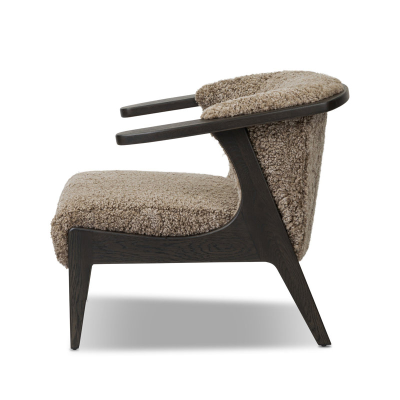Fabian Chair-Cream Shearling, Taupe Shearling, Smoked Black Oak