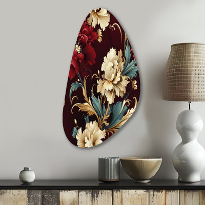 Décoration victorienne renaissance victorienne - décoration murale irrégulière en métal à motif floral d'automne