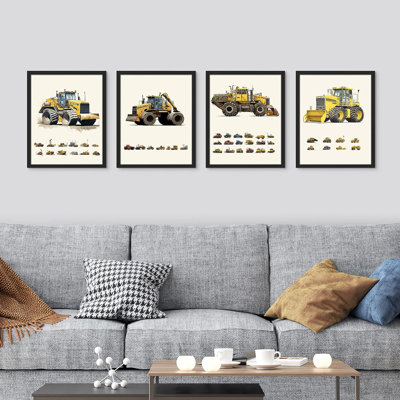 «Kids Tractor Trailer Truck Collage», impression encadrée de 4 pièces
