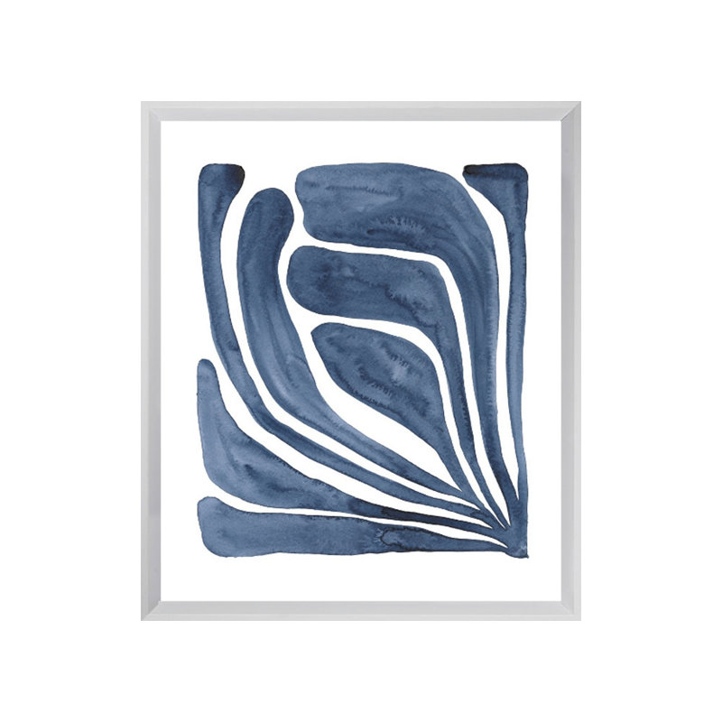 Blue Leaf I - Single Picture Frame Print, 164.592 cm H x 136.652 cm W, Matt White