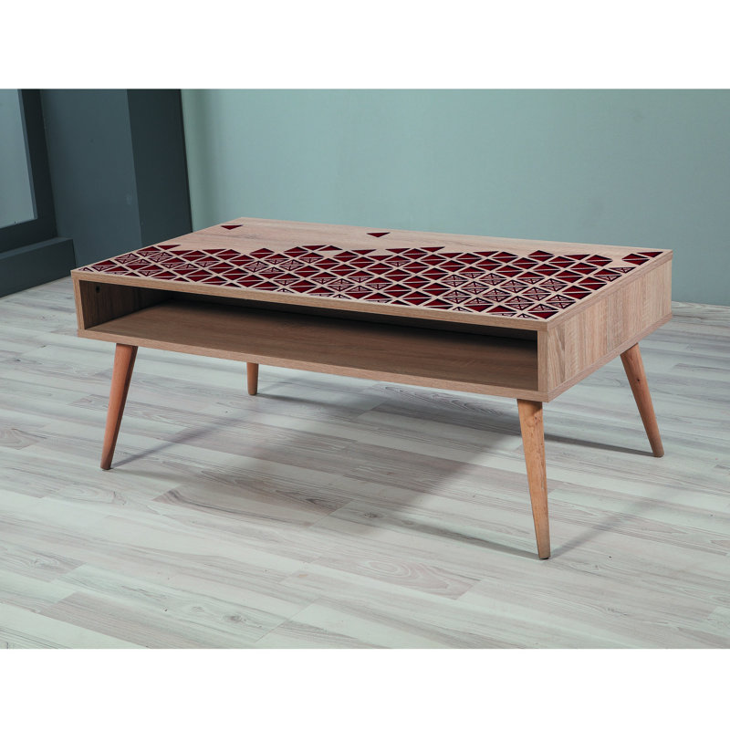 Table basse avec rangement Donato, Brun/rouge