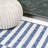 Anite Modern Offset Stripe Blue/Ivory Indoor/Outdoor Rug-425555077